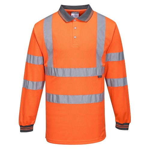 Portwest S277 Hi-Vis Long Sleeved Polo Shirt Orange Small
