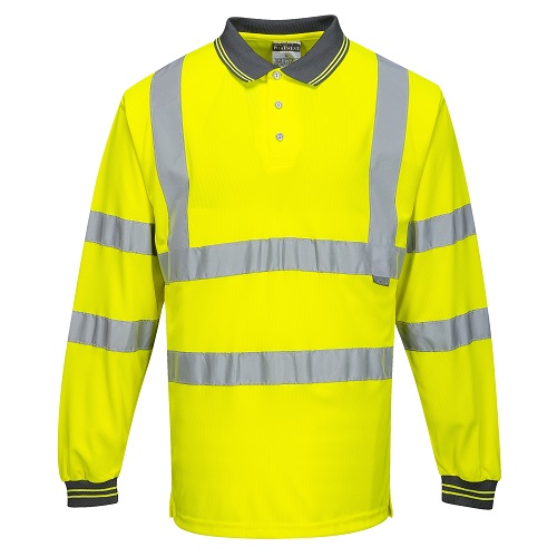 Portwest S277 Hi-Vis Long Sleeved Polo Shirt Yellow Small