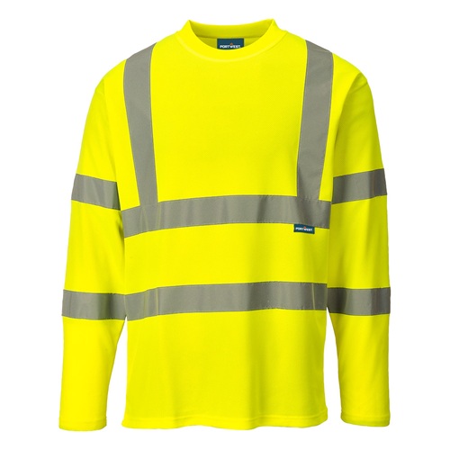 Portwest S278 Hi-Vis Cotton Comfort T-Shirt Long Sleeved Yellow S