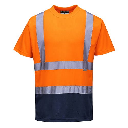 Portwest Hi-Vis Two Tone T-shirt S378 Orange / Navy Small