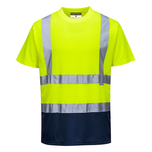 Portwest Hi-Vis Two Tone T-shirt S378 Yellow / Navy Small