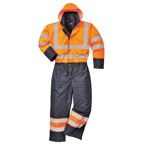 Portwest Hi-Vis Contrast Coverall - Lined S485 Orange / Navy S