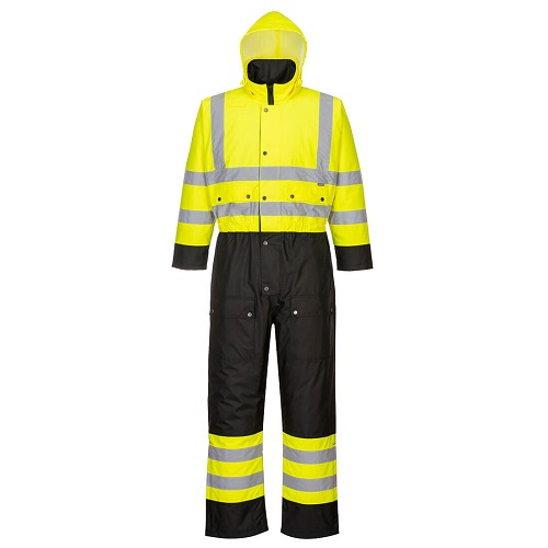 Portwest Hi-Vis Contrast Coverall - Lined S485 Orange / Black XXL