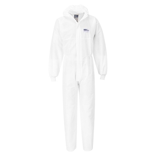 Portwest ST35 BizTex SMS Coverall With Knitted Cuff Type 5/6 White Large