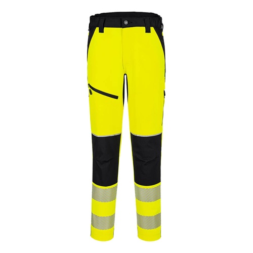 Portwest T140 PW3 Hi-Vis Stretch Trousers Yellow / Black Small