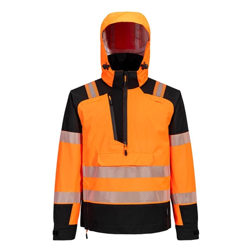 Portwest T161 - PW3 Hi-Vis Overhead Rain Jacket (3L) Orange / Black Large