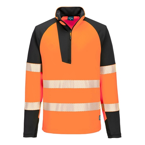 Portwest T172 PW3 Hi-Vis 1/4 Zip Sweatshirt Orange / Black Small