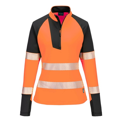 Portwest T173 PW3 Hi-Vis Women's 1/4 Zip Sweatshirt Orange / Black X Small
