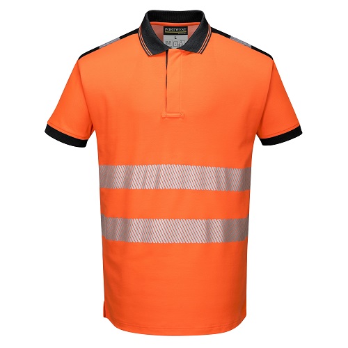 Portwest T180 PW3 Hi-Vis Polo ShirtShort Sleeved Orange / Black Small