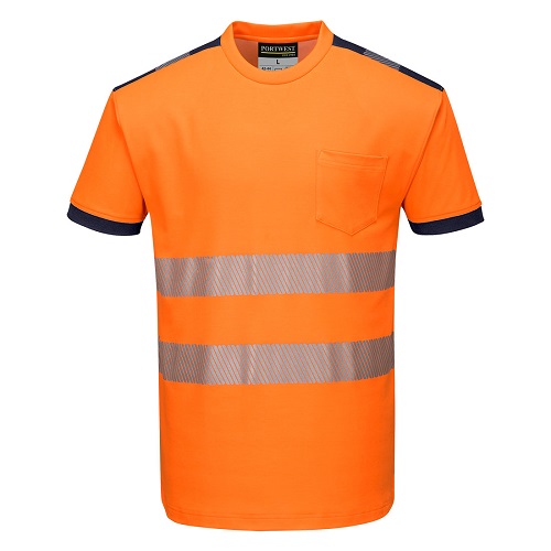 Portwest T181 PW3 Hi Vis T Shirt Orange / Navy Medium