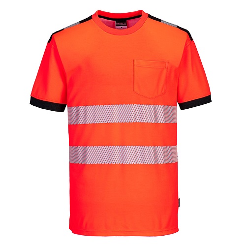 Portwest T181 PW3 Hi Vis T Shirt Red / Black Small