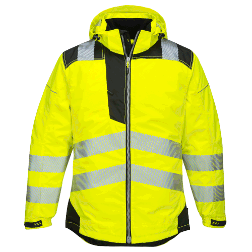 Portwest T400 Vision PW3 Hi Vis Winter Jacket Yellow / Black Small ...