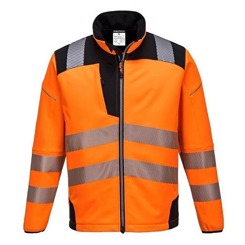 Portwest T402 PW3 Hi Vis Softshell Jacket Orange / Black Small