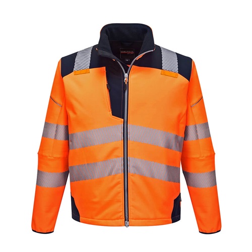 Portwest T402 PW3 Hi Vis Softshell Jacket Orange / Navy Small