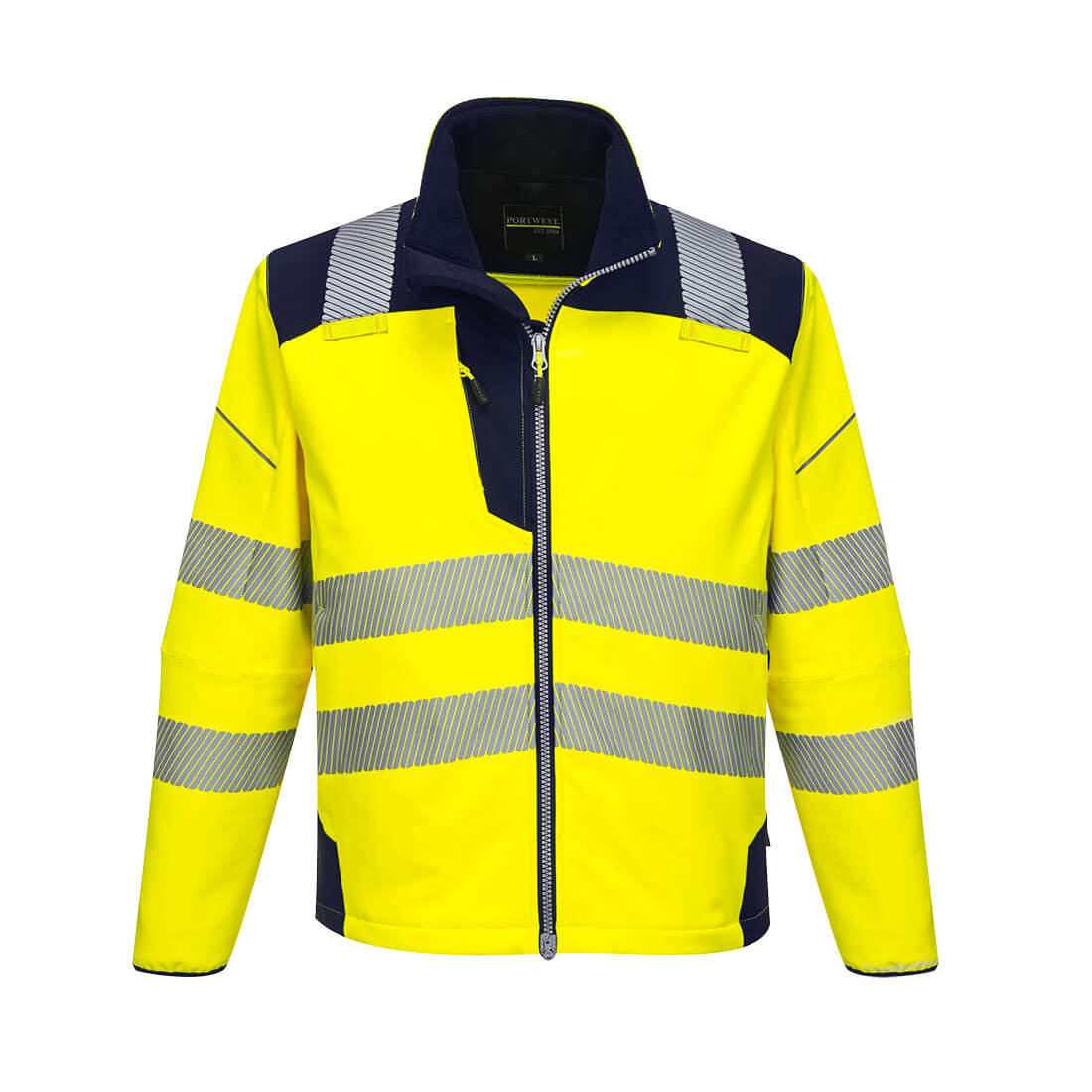 Portwest T402 PW3 Hi Vis Softshell Jacket Yellow / Navy Medium