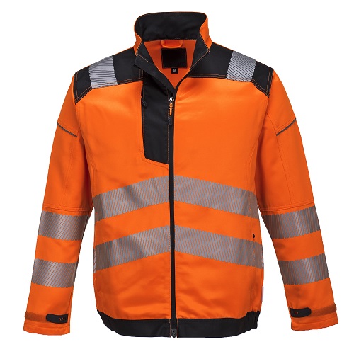 Portwest T500 PW3 Hi Vis Work Jacket Orange / Black Small