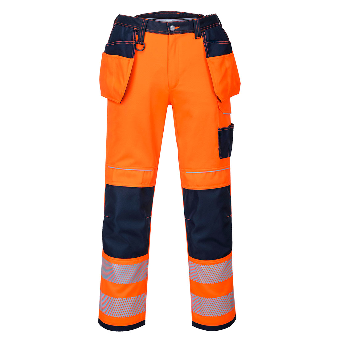 Portwest T501 PW3 Hi-Vis Holster Work Trousers Orange / Navy 32