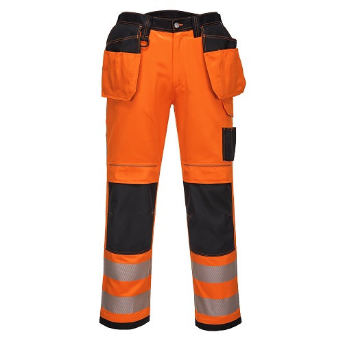Portwest T501 PW3 Hi-Vis Holster Work Trousers Orange / Black 30