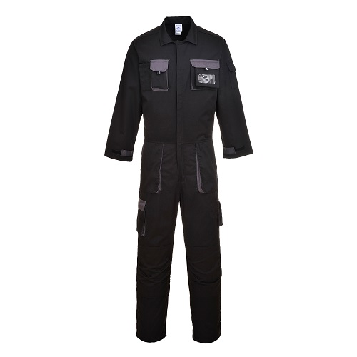 Portwest TX15 Texo Contrast Coverall Black with Grey Small