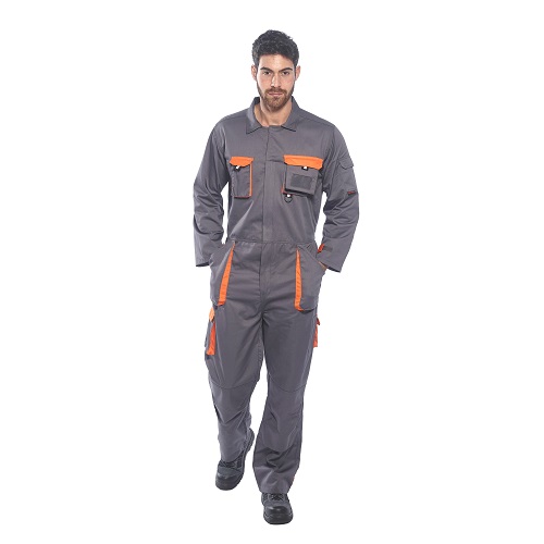 Portwest TX15 Texo Contrast Coverall Grey with Orange Small