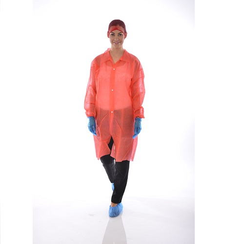 Non Woven Polypropylene Visitors Coat Red Medium