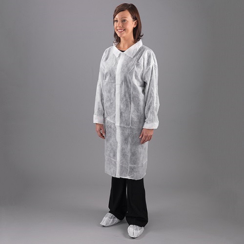 Non Woven Polypropylene Visitors Coat White Small