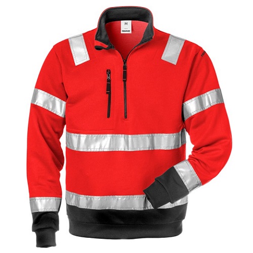 Hi-Vis Half Zip Sweatshirt Class 3 728 SHV Red Small