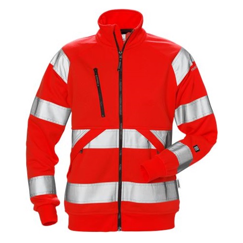 Ladies Sweatshirt Jacket Hi-Vis Red Small