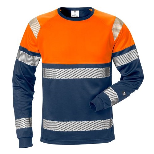 Hi-Vis Long Sleeve T-Shirt Class 1 7519 THV Hi-Vis Orange / Navy Large