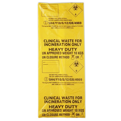 Yellow Clinical Waste Sacks 18 x 29 x 39" 200's