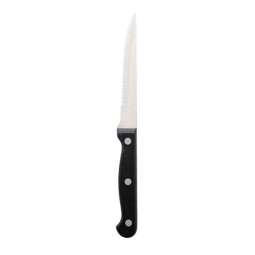 Olympia Serrated Steak Knives Black Handle Pack of 12