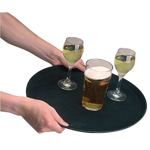 Kristallon Plastic Round Anti-Slip Tray Black