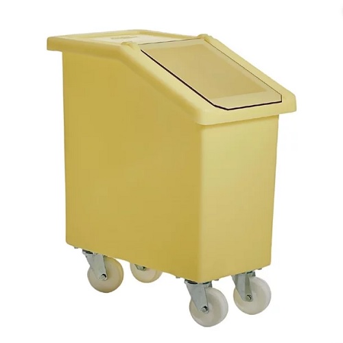 Mobile Ingredient Bin Yellow with Swivel Castors 65 litre