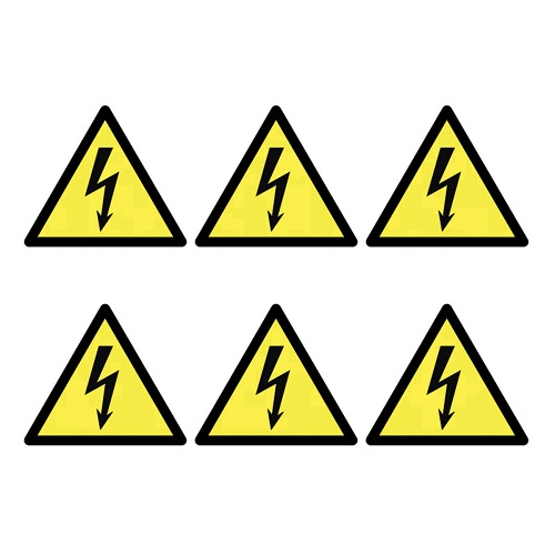 Vinyl Labels Beware Electricity Symbols Pack of 30