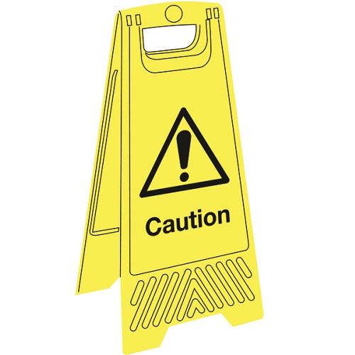 Caution Fold Flat Floor Sign Yellow