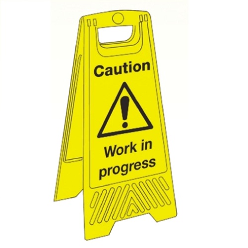 Caution Work in Progress Fold Flat Floor Sign Yellow