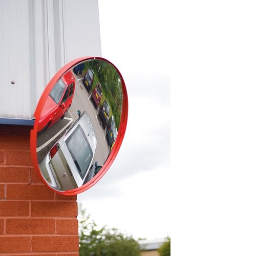 Industrial Circular Safety Mirror Red Framed 500 mm