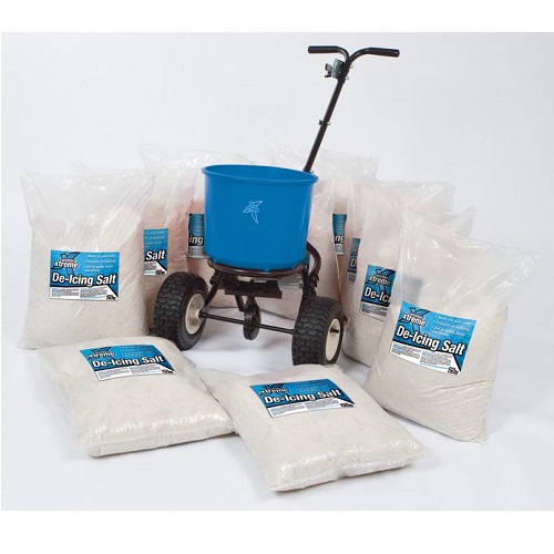 18 kg Salt Spreader with 10 x 25 kg De-Icing Salt