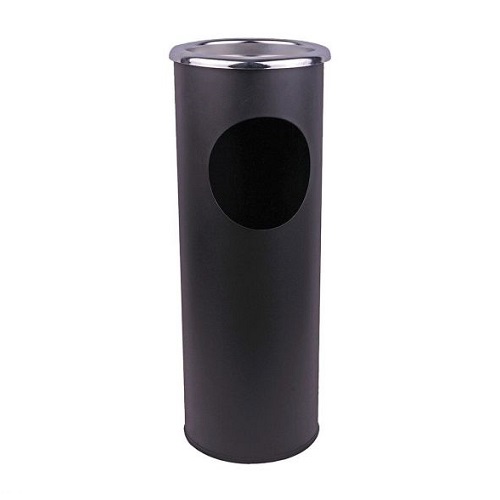 Combined Ashtray Stand and Litter Bin Black