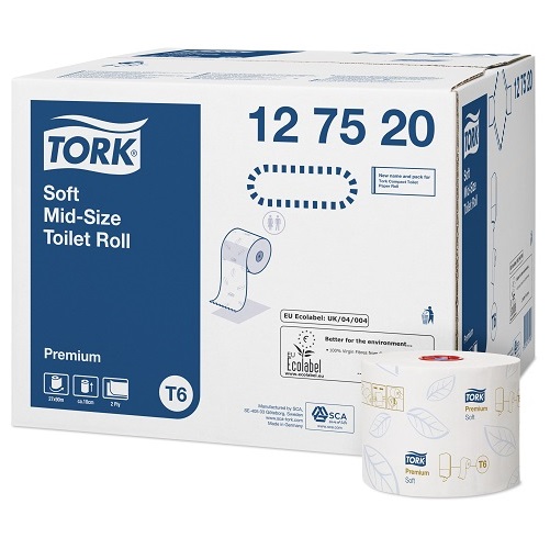 Tork Soft Mid-Size Toilet Roll Premium Toilet Rolls T6 27 Rolls x 90 m