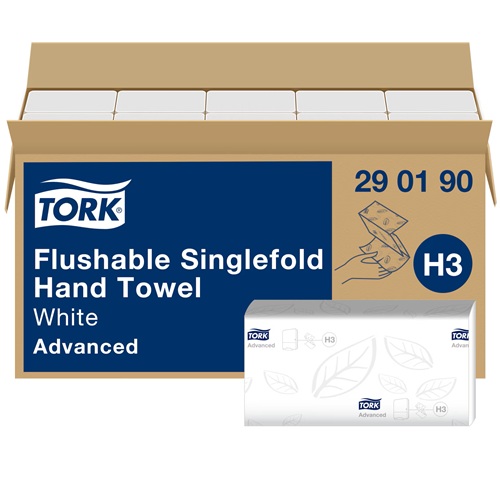 Tork Advanced Flushable Single Fold Hand Towels White H3 3750's