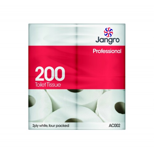 Jangro 200 Toilet Tissue Rolls White 2 Ply 36's
