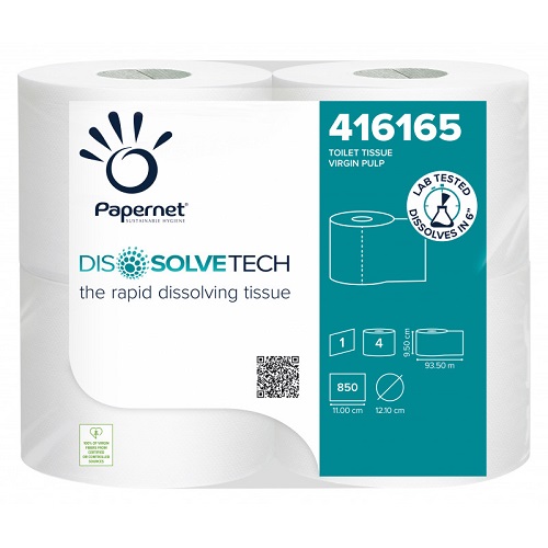 Dissolve Tech 1 Ply Conventional Toilet Rolls White Pure 850 sheet 28's