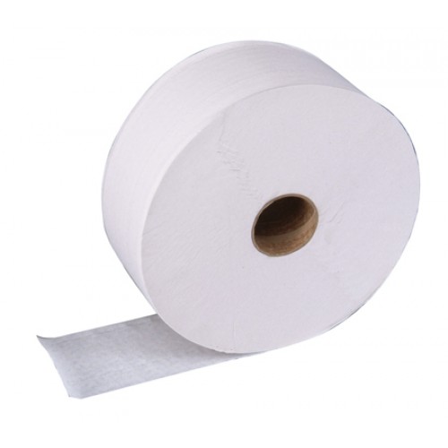 Jangro Jumbo 2.25" Core Toilet Rolls White 2 Ply 6 Rolls x 400 m