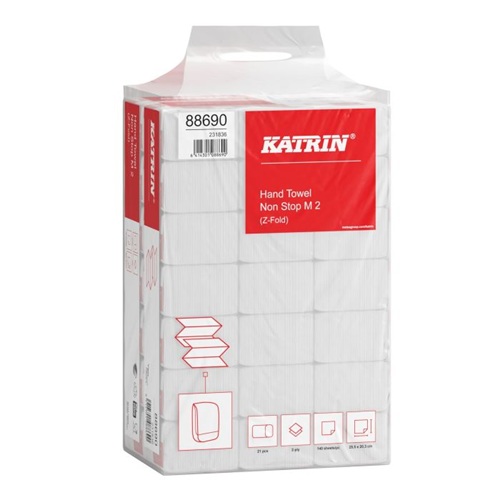 Katrin Z-Fold Paper Towels Non-Stop Medium 140 Sheets 2 Ply Handy Pack 2940's (Replaces S3 AE264)