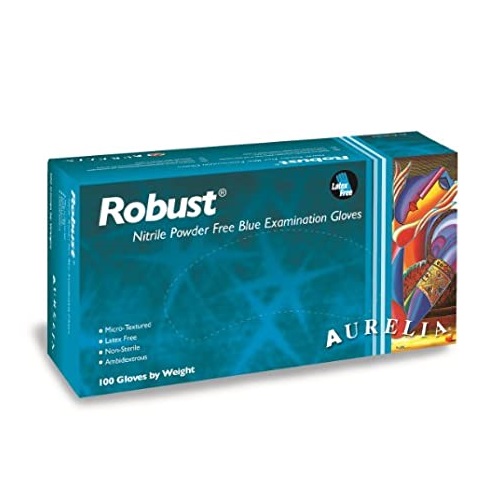 Aurelia Robust® Nitrile Powder-Free Examination Gloves Blue Small 100's