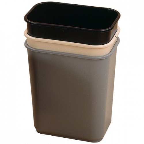 Rectangular Plastic Waste Bin Beige