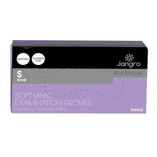 Premium Soft Vinyl Examination Gloves Powder Free Natural 100's S