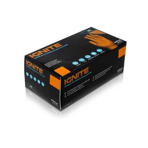 Ignite HD Nitrile Examination Gloves 7mm Powder Free Orange Large