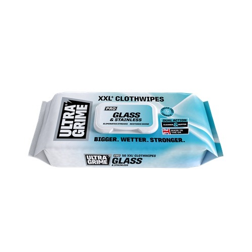 UltraGrime® PRO Glass and Stainless XXL Clothwipes 100's